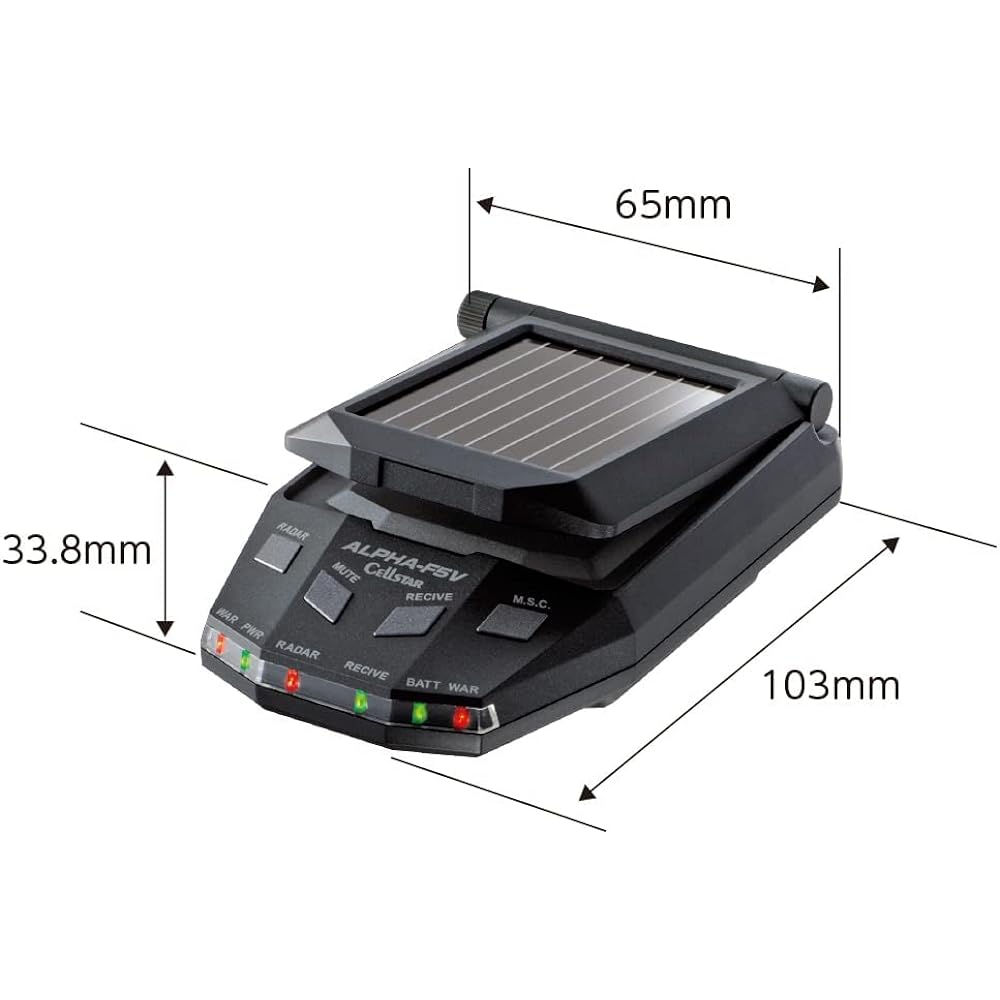 CELLSTAR Radar Detector ALPHA-F5V Solar Type 16 Band Built-in Battery Continuous Use Up to 60 Hours Made in Japan CELLSTAR