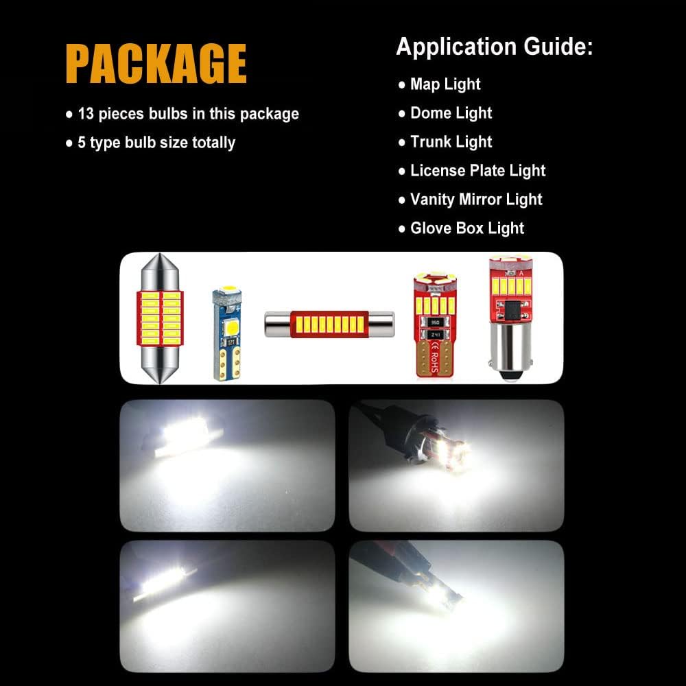 DODOFUN Interior LED Light Kit 1996-2002 Toyota 4runner (6,000k13 light bulbs)
