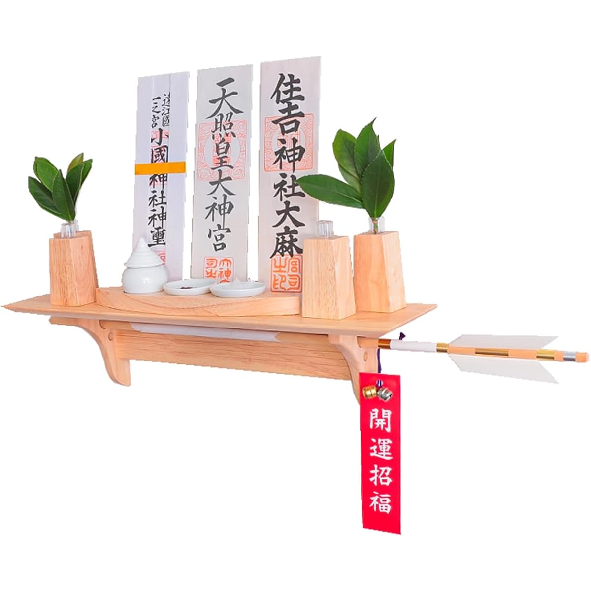Kamidana no Sato (Kamidananosato) Modern Shinto Altar Board Fu-ka Leaf Set with Shinto Items Shinto Altar Simple Shinto Altar Set Wall Hanging Shelf Stylish Rental Apartment