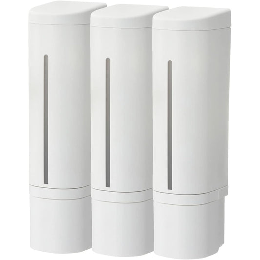 [Zacca Lab. Original Set] Richel Magnetic Dispenser from Below 500ml White 3 Pieces of the Same Color | Shampoo Bottle Magnetic Wall Pump Refill Container Bathroom Bath Body Soap Stylish Refill Refill Push