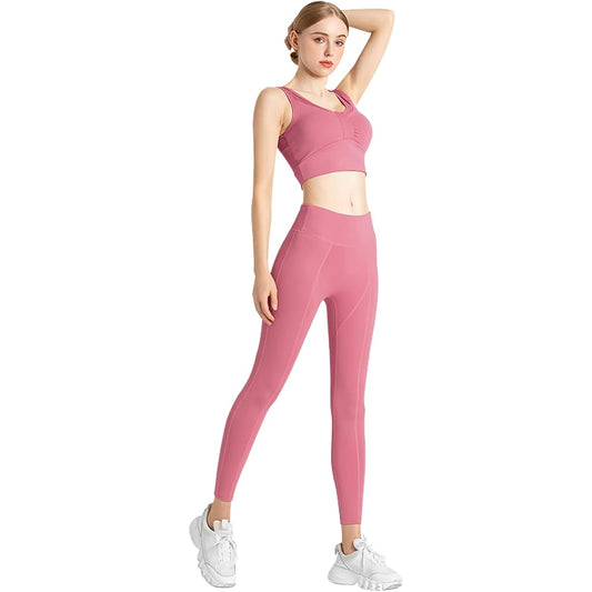 [DynFun] Women's Yoga Wear, Top and Bottom Set, Sold Separately, Sportswear, Sports Bra, Comes with a Cup, Beautiful Breasts, Non-swaying Leggings, Stretch Yoga Pants