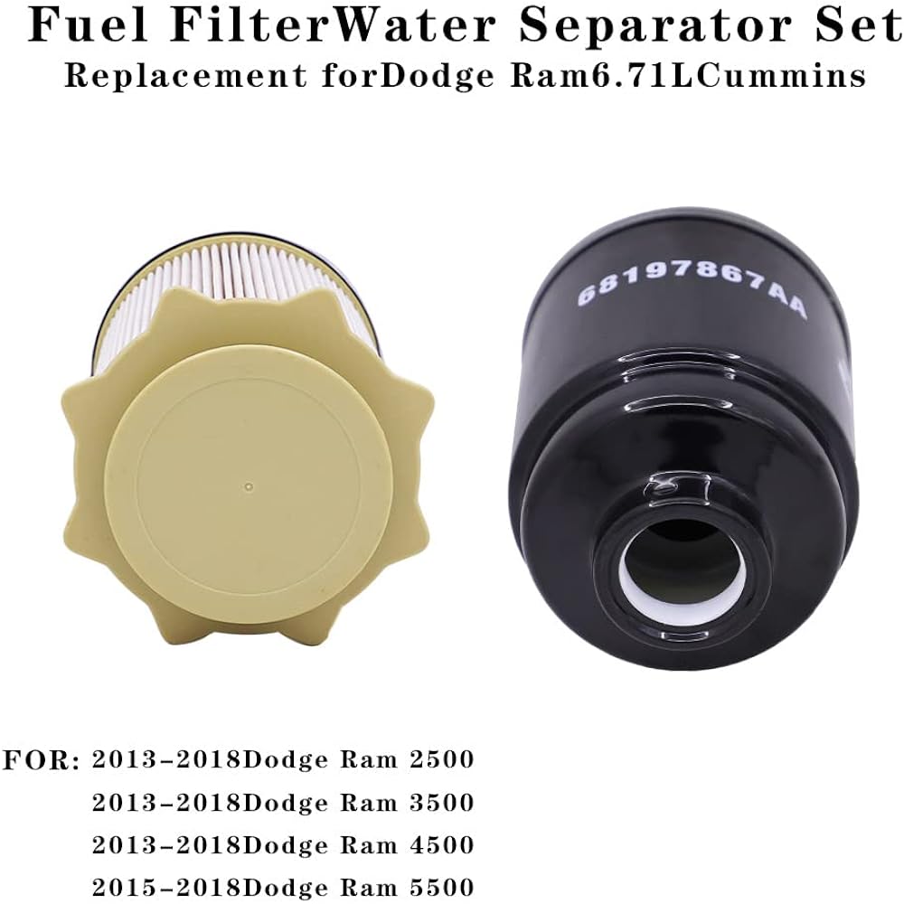 Fuel filter water separation set 6.7L CUMMINS replacement 2013-2018 DODGE RAM 2500 3500 4500 5500 6.7L Cummins Turbo Diesel Engine 68197867AA 68157291AA