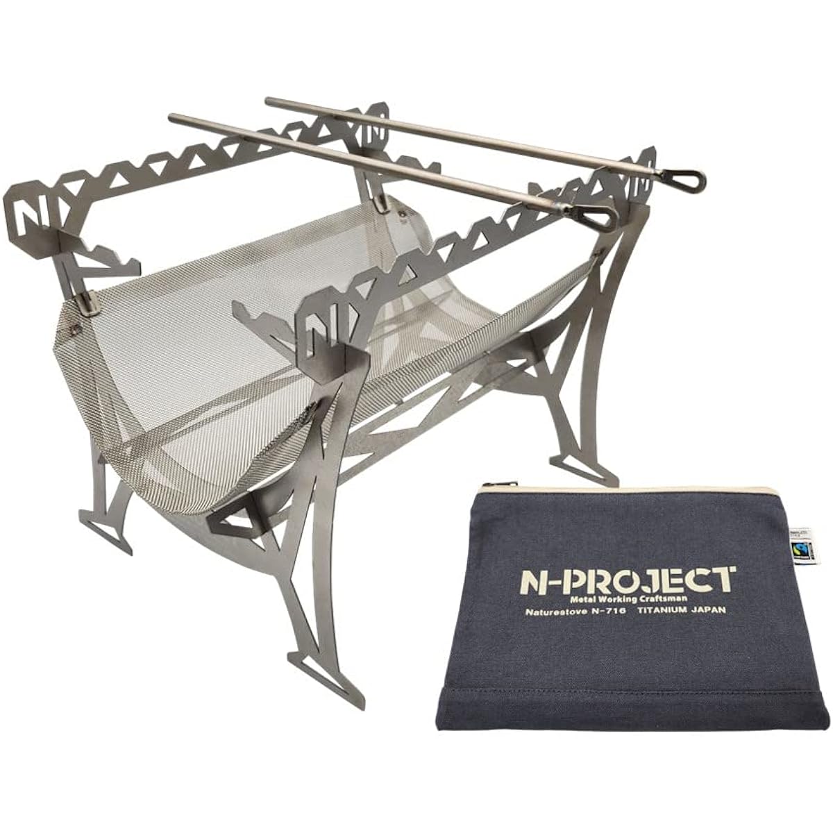 N-project Titanium Fire Stand Nature Stove TITANIUM GEAR ・Super lightweight 185g, perfect size for mountain climbing and solo camping! Naturestove N-716 [Made in Japan]