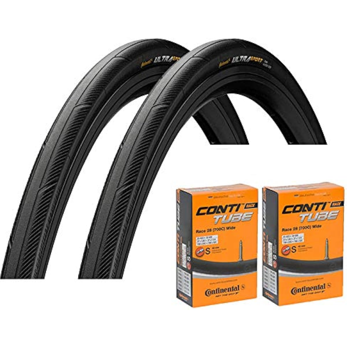 Set of 2 tires and tubes Continental UltraSport3 [Parallel import goods] (700x28C-Presta style 42mm (Wide tube))