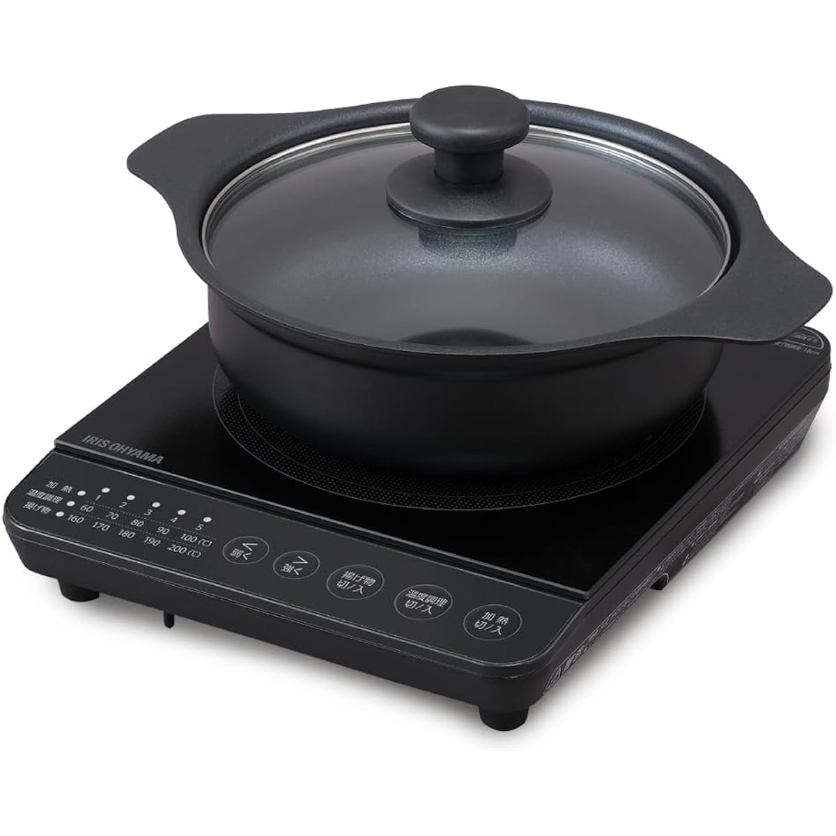 Iris Ohyama IH stove 1000W pot set IHKP-T39220-B Black