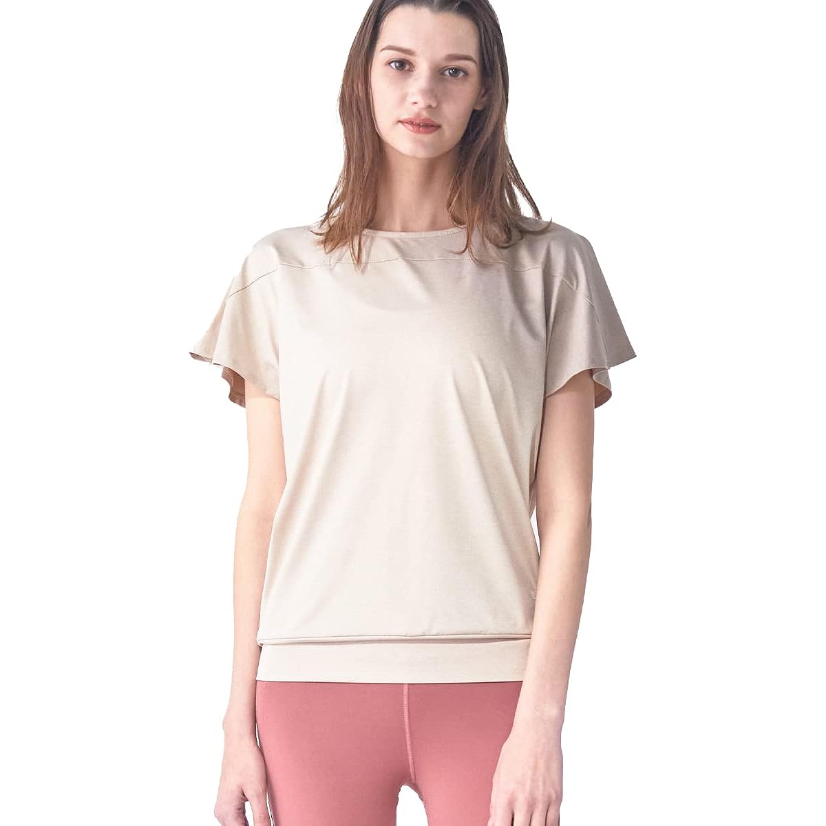 [Laviwell] Open Back Yoga Shirt UV Protection Sweat Absorbent Quick Drying Stretch Yoga Wear Tops Cut and Sew Short Sleeve FY722