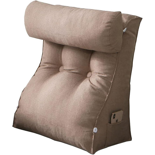 Backrest Cushion with Backrest Sofa Cushion with Smartphone Pocket Korean Like Seat Cushion (Beige)