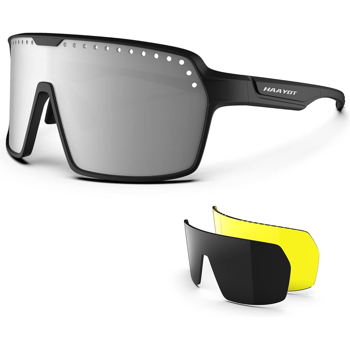 [HAAYOT] Polarized Cycling Glasses for Men and Women Road Bike Sports Sunglasses 3 Lens TR90 Frame MTB Goggles Mountain Bike Glasses Running Fishing Driving