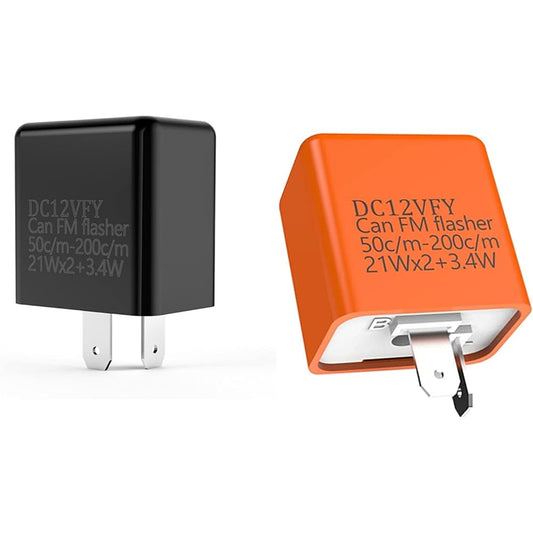 2Pcs 2 Pin Motorcycle Electronic Flasher Relay for LED Turn Signal Light HiYi Adjustable 12V Relay Motorcycle LED Turn Signal Light Hyper Flash Relay Universal Black & Orange