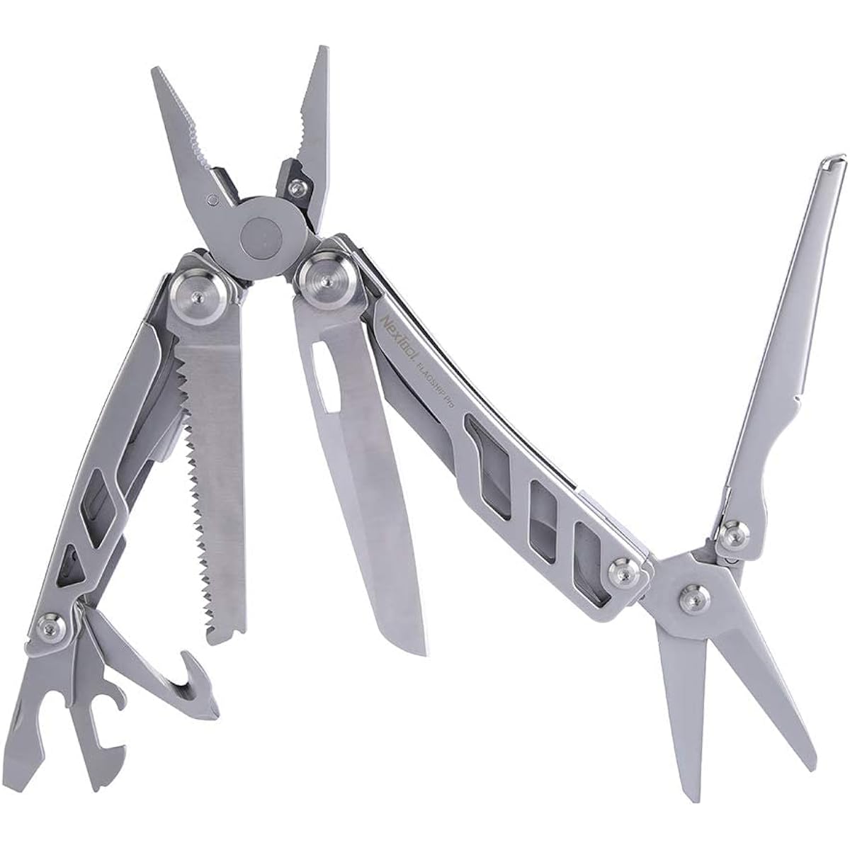 NEXTORCH 16-in-1 Multifunctional Pliers Multi-Tool Survival Knife Stainless Steel Scissors Folding Pliers with Pocket Outdoor Goods Survival Kit Stainless Steel High Durability Climbing Disaster Prevention Fishing Camping