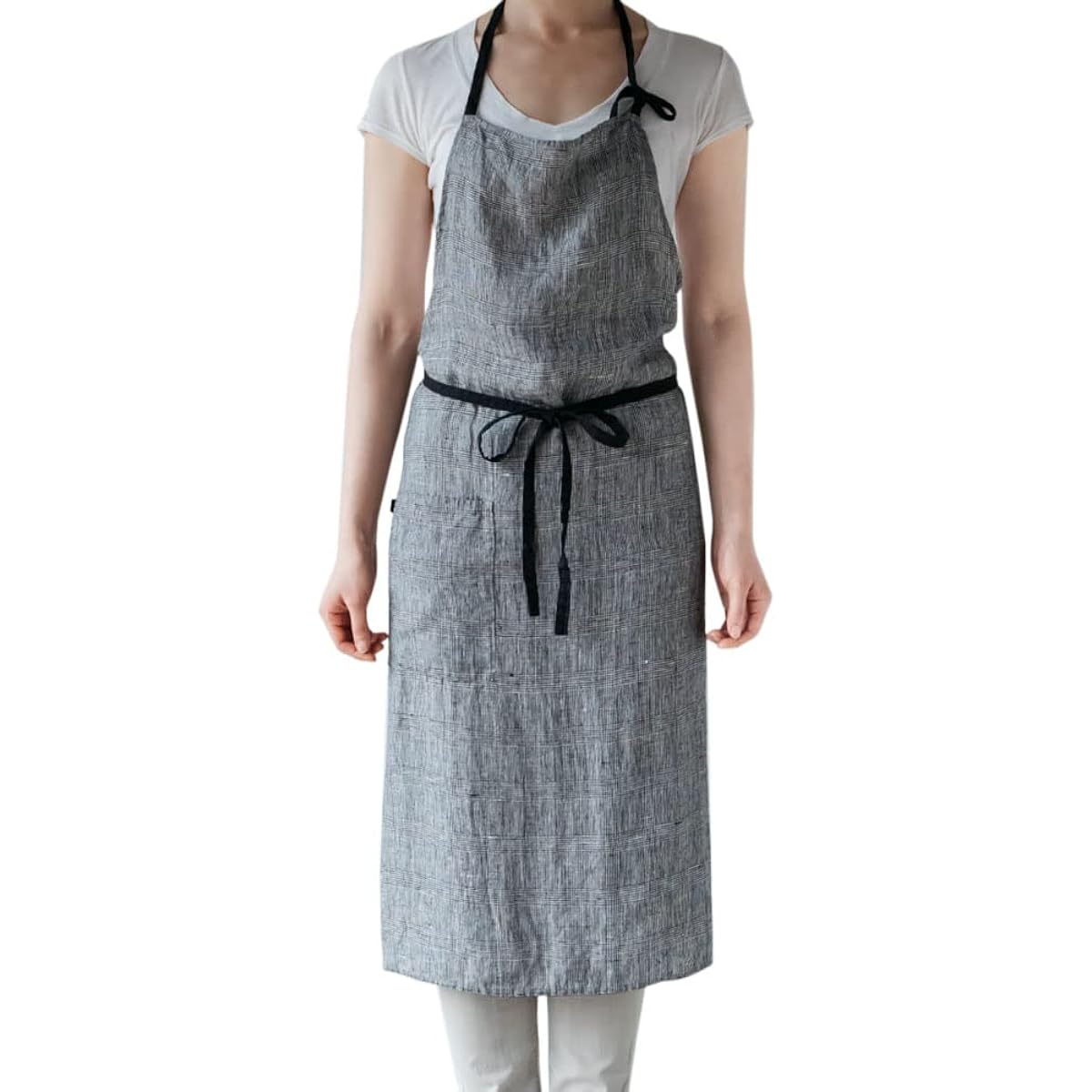 [Lino e Lina] Lino Elina Apron Full Apron Manon Manon A326 Katran Women's Men's Kitchen Plain Linen Hemp Simple Long Length Gift Present