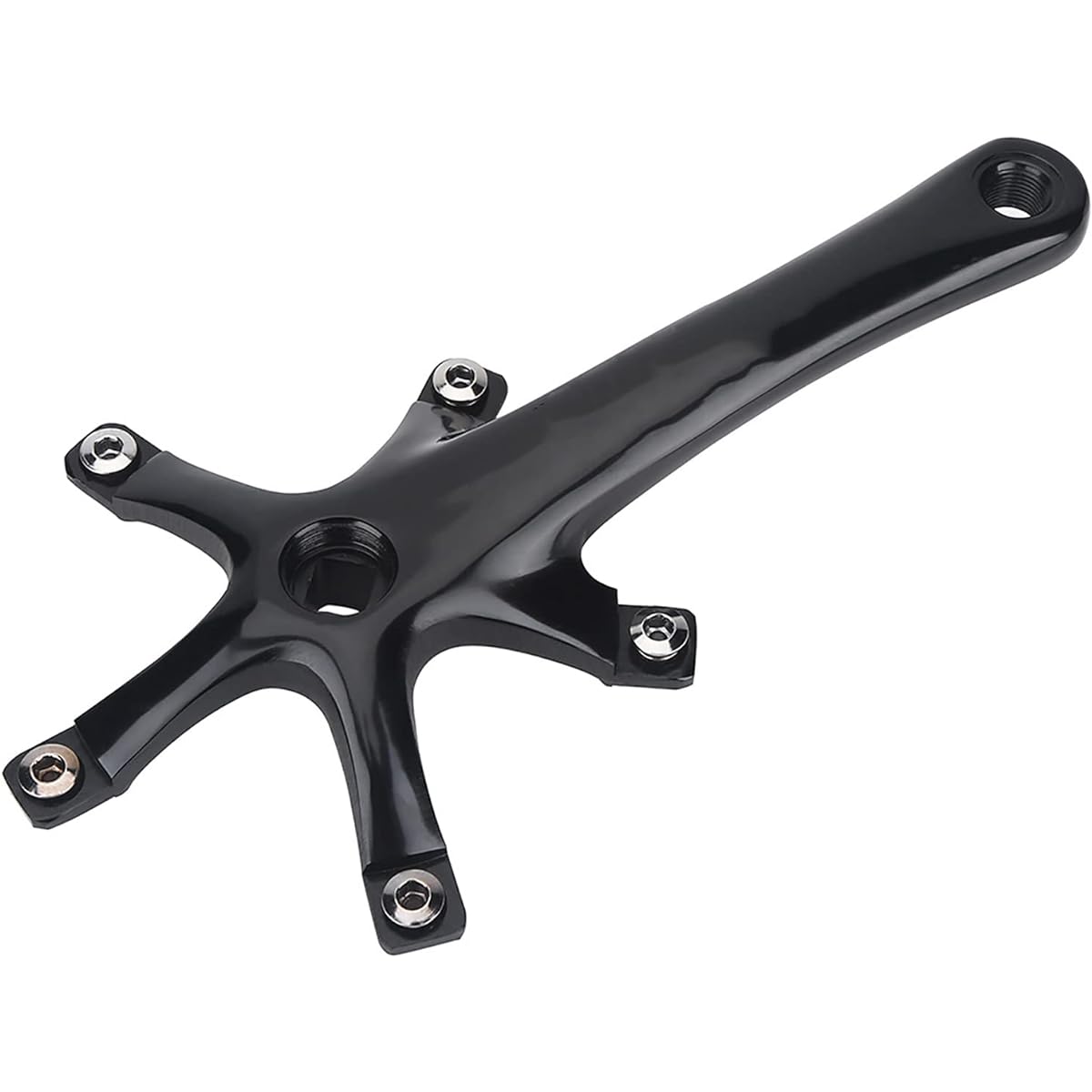 Bicycle Crank Set, Crank Arm Made of Aluminum Alloy, 5 Claws, Lightweight, For Road Bikes and Mountain Bikes, High Strength, Not Easy to Deform, Left and Right Set (Black)