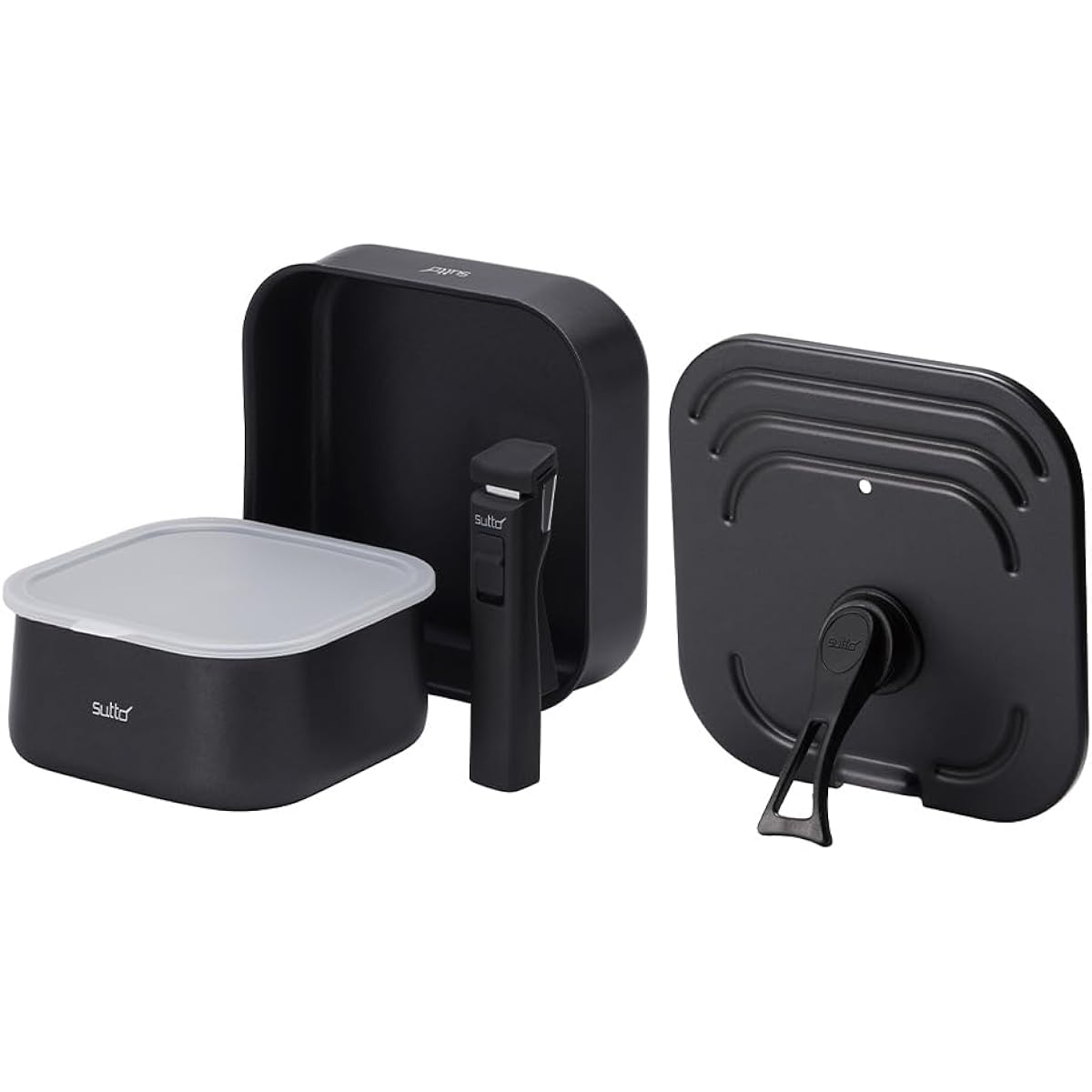 Square frying pan sutto frying pan set 5 pieces IH compatible gas fire compatible removable selectable sutto series black Doshisha