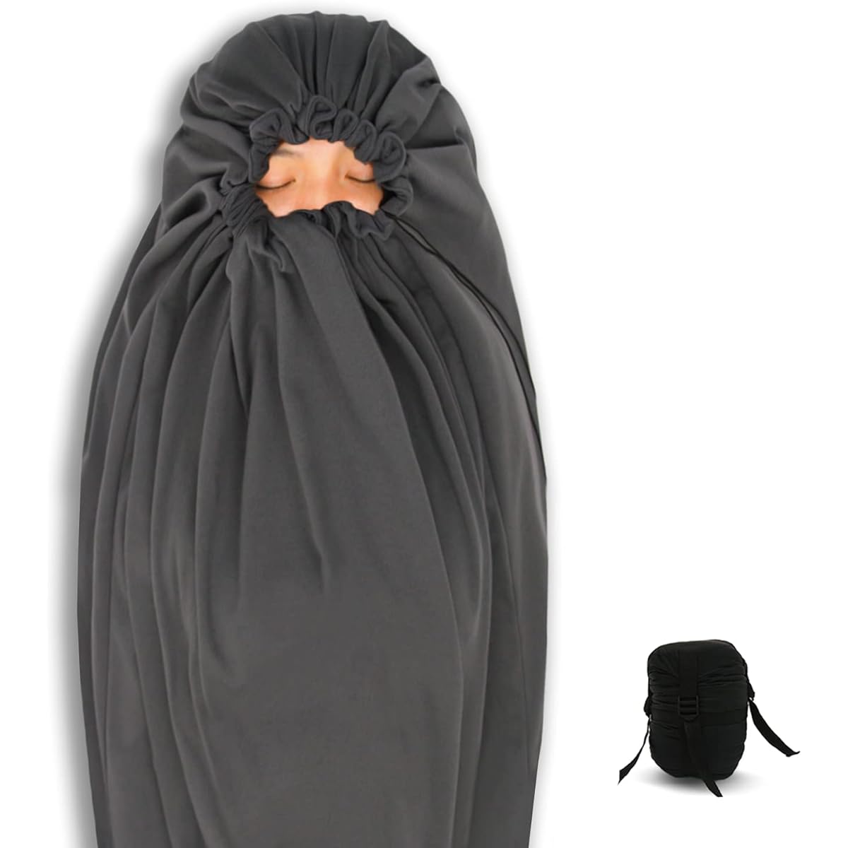 Litume All-Season Sleeping Bag Inner Shluff Temperature up to 15°C Highly Compressible Lightweight Mummy Inner Shluff For Backpacking, Camping and Travel Lightweight Inner Shluff with Drawstring Hood and Stuff Bag (Made in Taiwan)