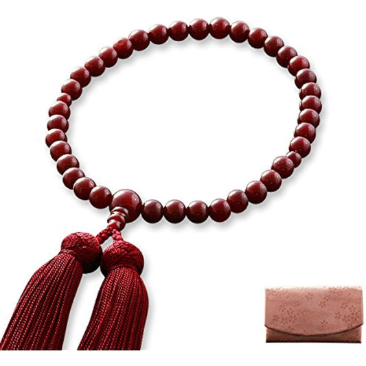 Kyoto Buddhist Altar Hayashi Prayer Beads for Women Pure Silk Miyakofu Agate (Agate) [Prayer Bag Set] W-026 Kyoto Prayer Beads Can be used by all sects