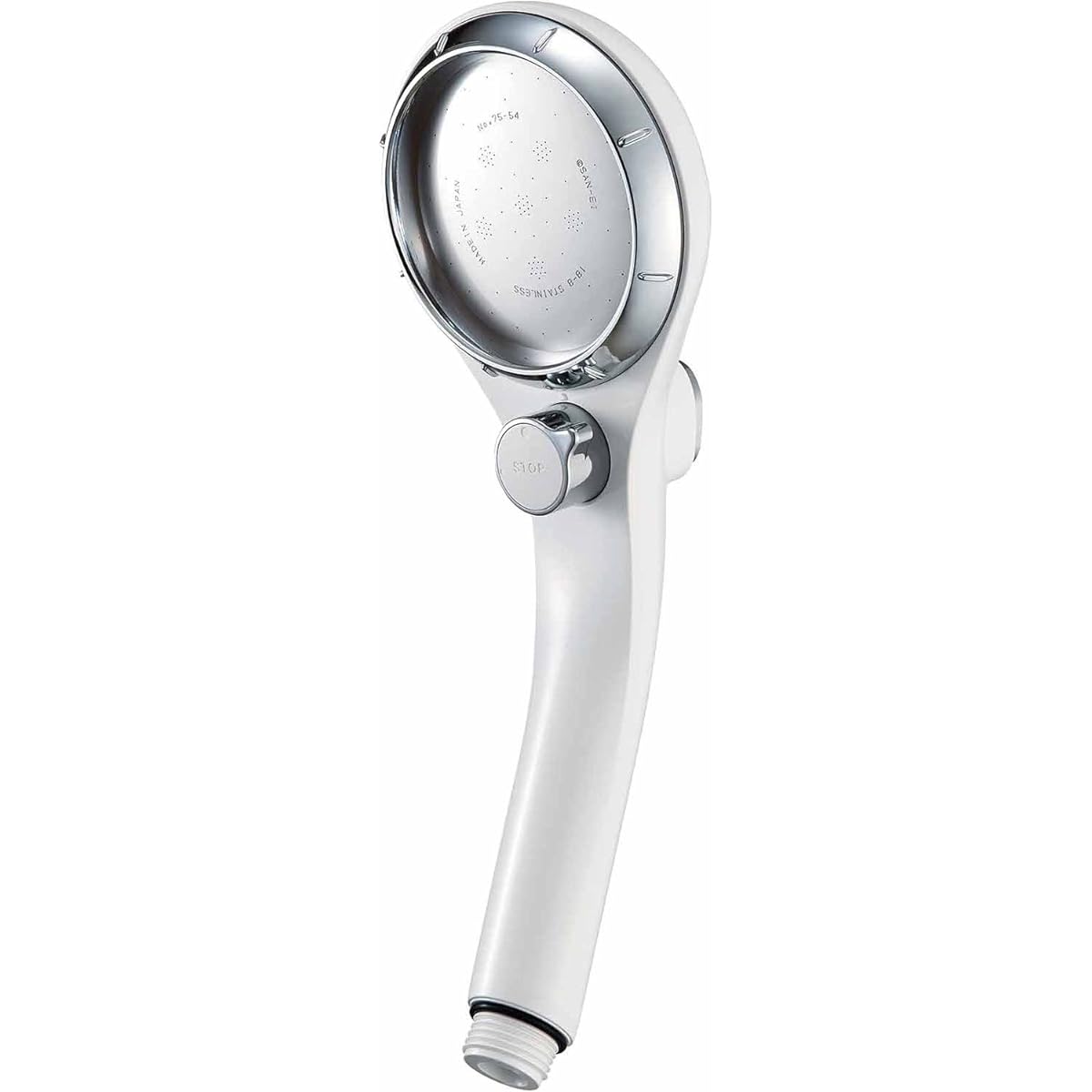 SANEI Adjustable Shower Head, Pressure Button to Adjust Power and Temporarily Stop Water, Water Saving Effect, Silver PS3032-80XA-SVP