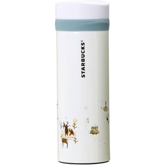STARBUCKS Starbucks Japan Limited Hokkaido Limited Stainless Steel Tumbler Renewal Design Snow Snow Ezo Deer Bear Hokkaidou Regional Limited Local Limited White White Light Blue Blue Mug Cup Pottery 355ml