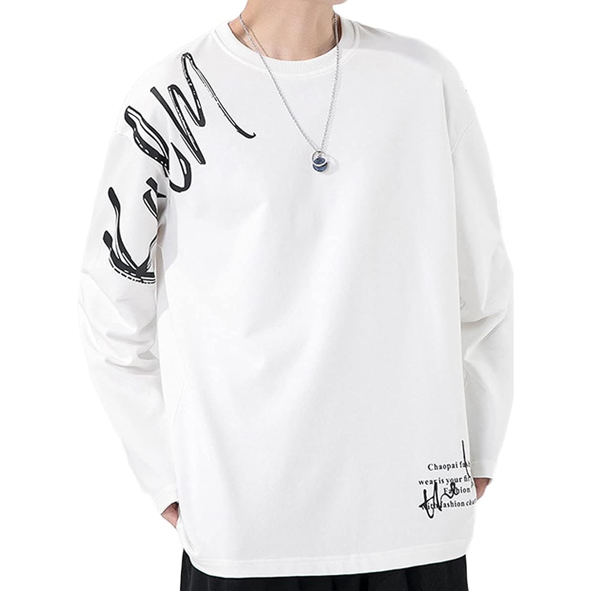 [ANONIE] Men's Autumn Clothing, Long Sleeve, Plain, Stylish, Round Collar, Large Size, Men's Fashion, Soft