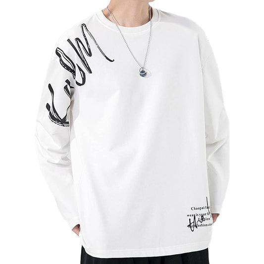[ANONIE] Men's Autumn Clothing, Long Sleeve, Plain, Stylish, Round Collar, Large Size, Men's Fashion, Soft