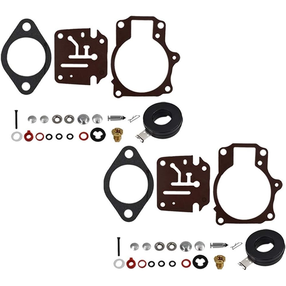 2 x Carburetor Carburetor Carburetor Rebuild Kit with Float Fit for Johnson Evinrude 50 55 60 HP