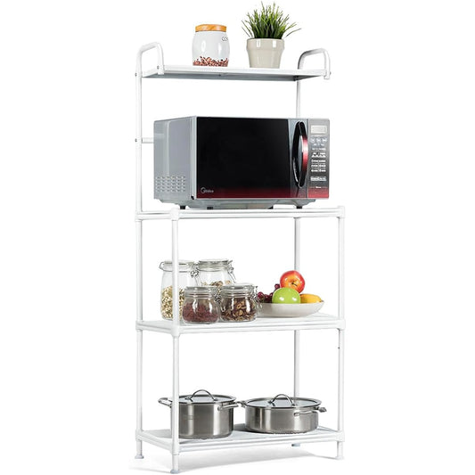 BestBuy Stovetop Kitchen Wagon 4 Tier Open Shelf Kitchen Rack Range Board Kitchen Storage Shelf Storage Rack Storage Shelf Decorative Shelf Open Rack Anti-Tip Design Large Capacity Stable (White)