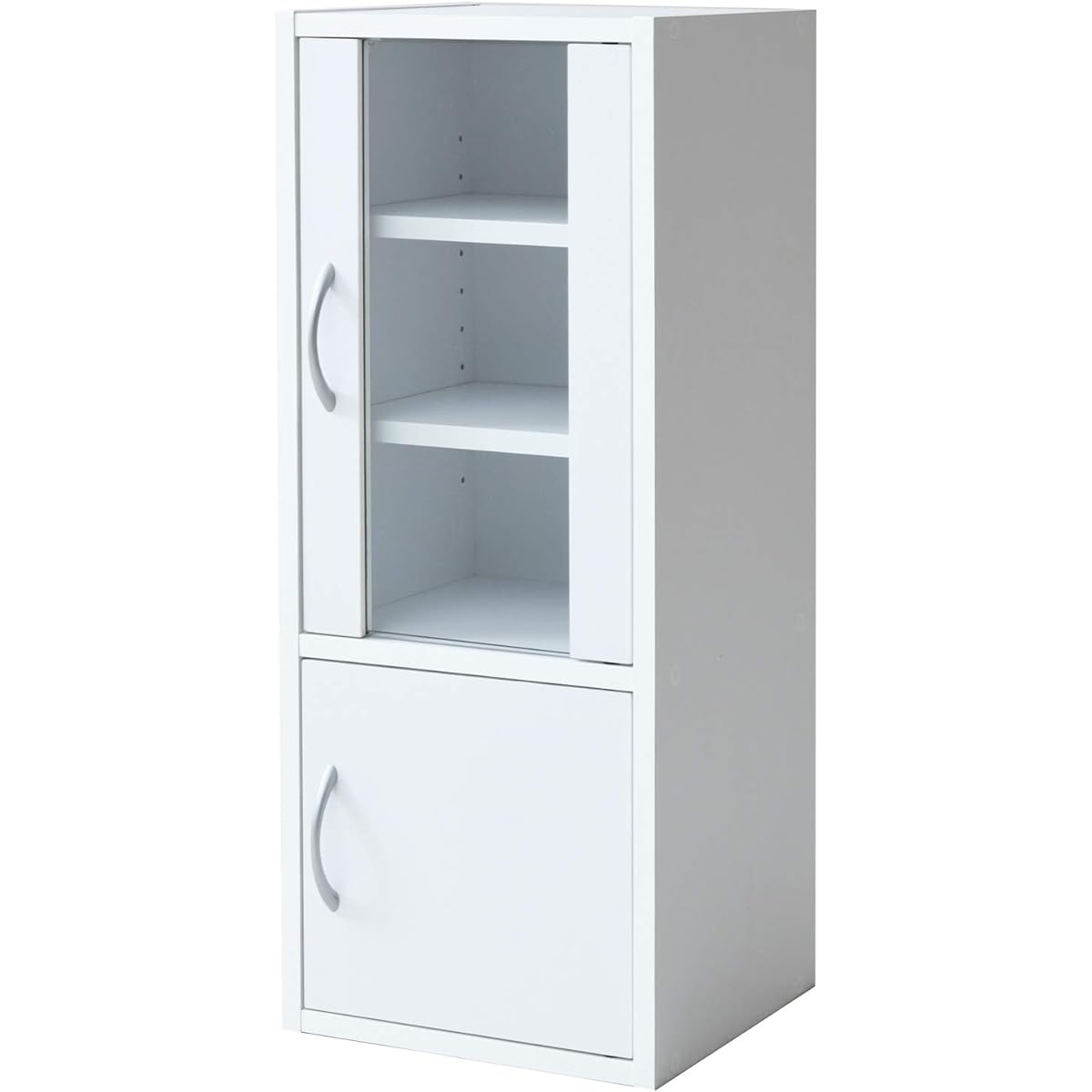 [Yamazen] Cupboard (Slim) Width 32 cm (Mini) Height 80 x Depth 29 cm (Doors can be replaced left and right/Shelf height adjustable) Living alone Assembly product White CCB-8030(WH)