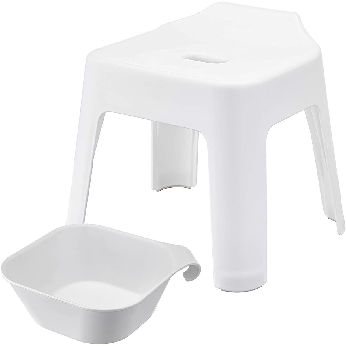 Yamazaki Jitsugyo Hanging Bath Chair Seat Height 30cm + Magnet & Hanging Bathtub [Set of 2] Tower Bathroom Floating Storage White 5526 5378