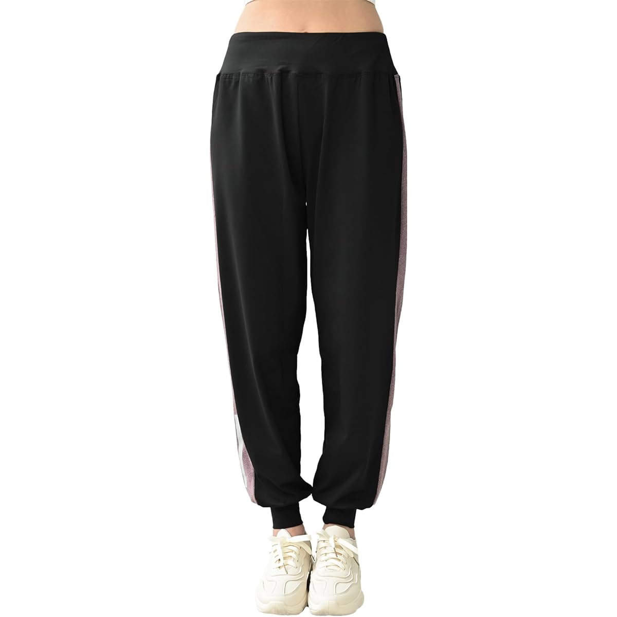 [JANJAMCOLLECTION] Large size women's bottoms jogger pants side line 10-minute length sportswear gym wear