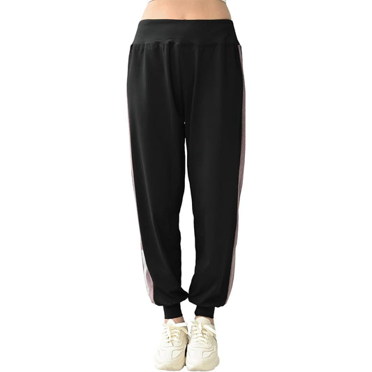 [JANJAMCOLLECTION] Large size women's bottoms jogger pants side line 10-minute length sportswear gym wear