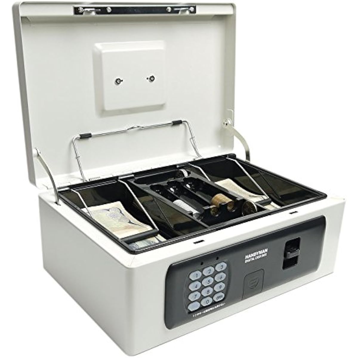 Cash Box Handheld Safe Numeric Keypad Keyless PIN Type Emergency Unlock Key Battery Operated DCB-58