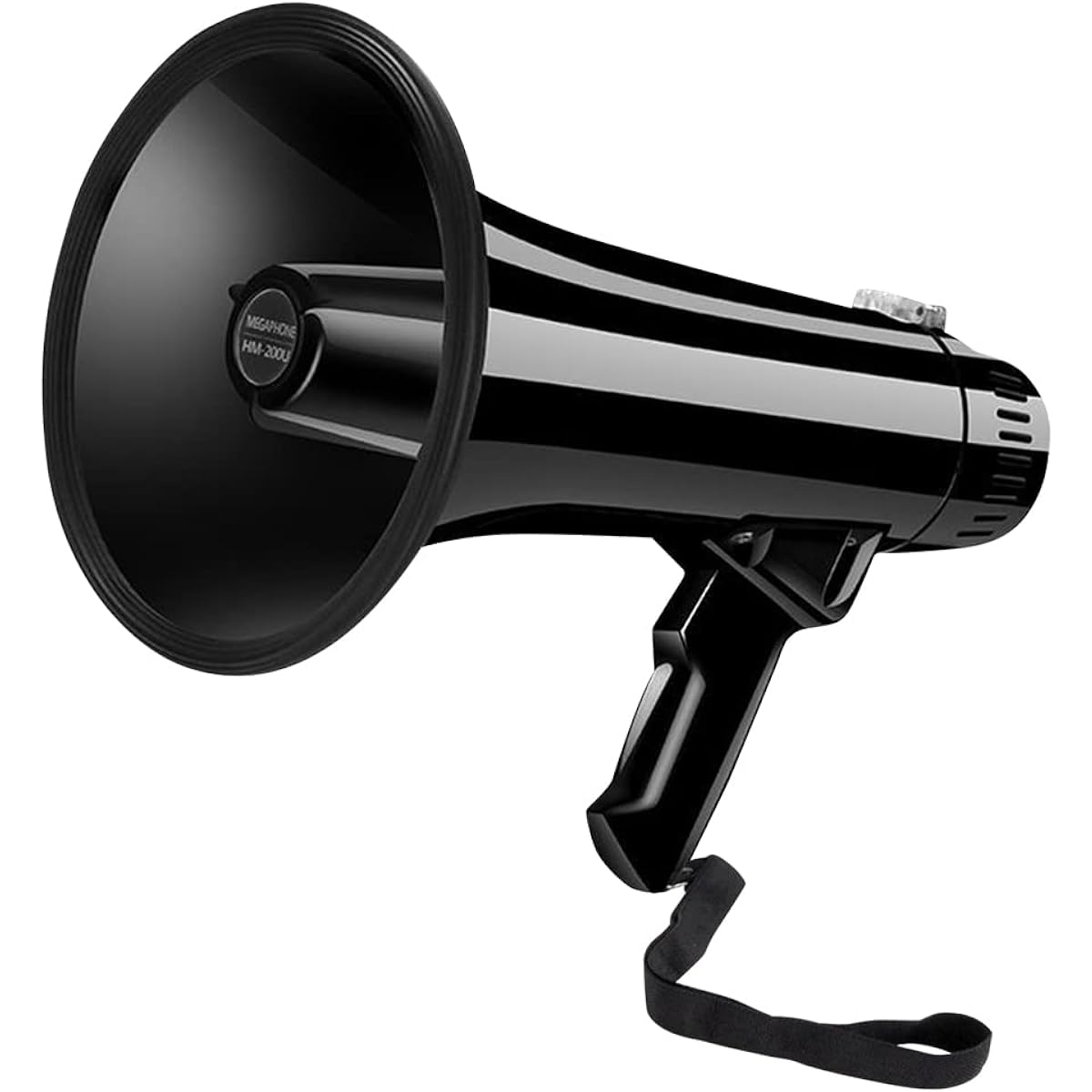 SUNNY Hand Megaphone, Handy Loudspeaker, Microphone Recording/Playback Function, Can Use Batteries, Rechargeable, 30W, Supports MicroSD/USB Playback, Comes with Siren Sound, Black LPHM200TU-BK-SNY