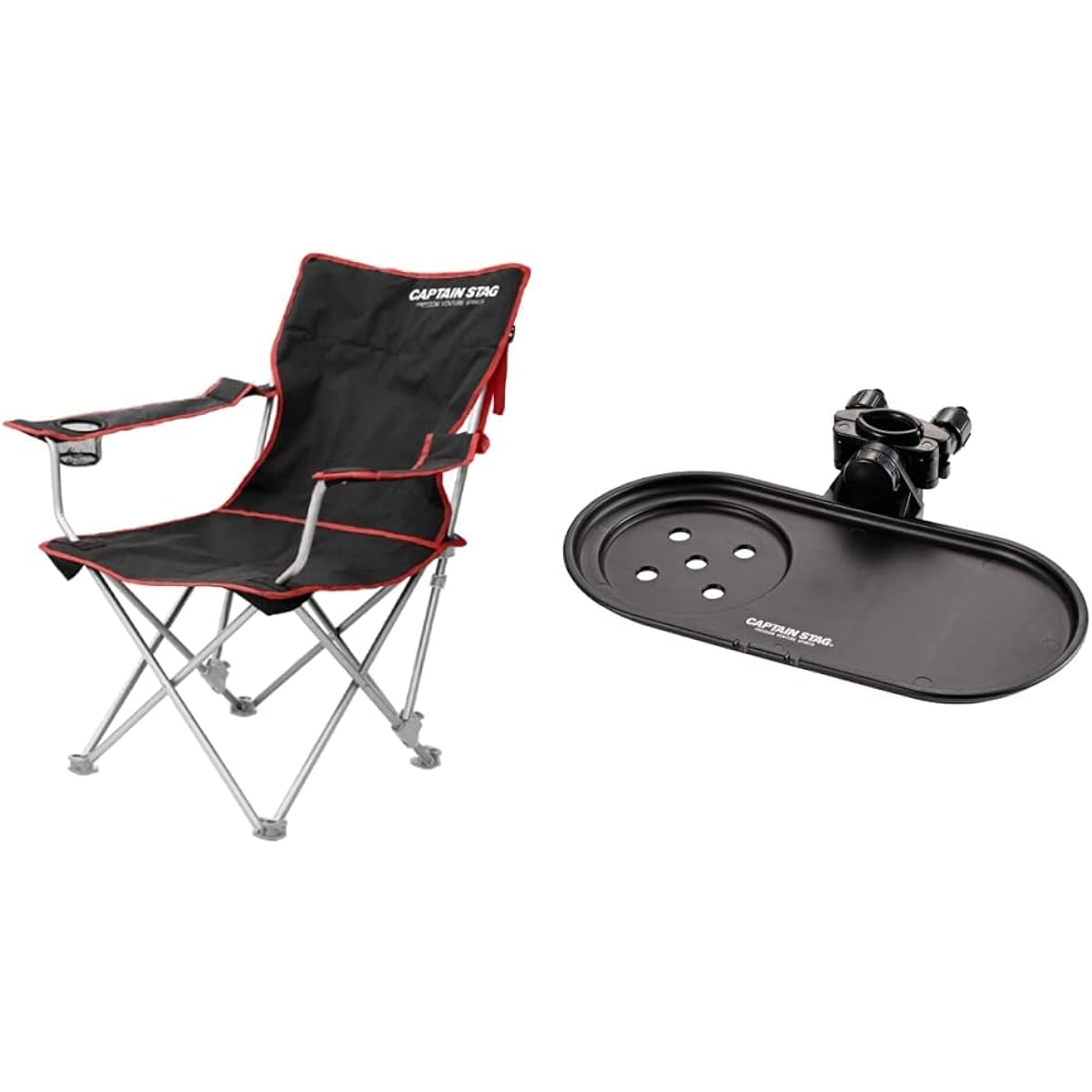CAPTAIN STAG Outdoor Chair Jules Reclining Lounge Chair with Drink Holder