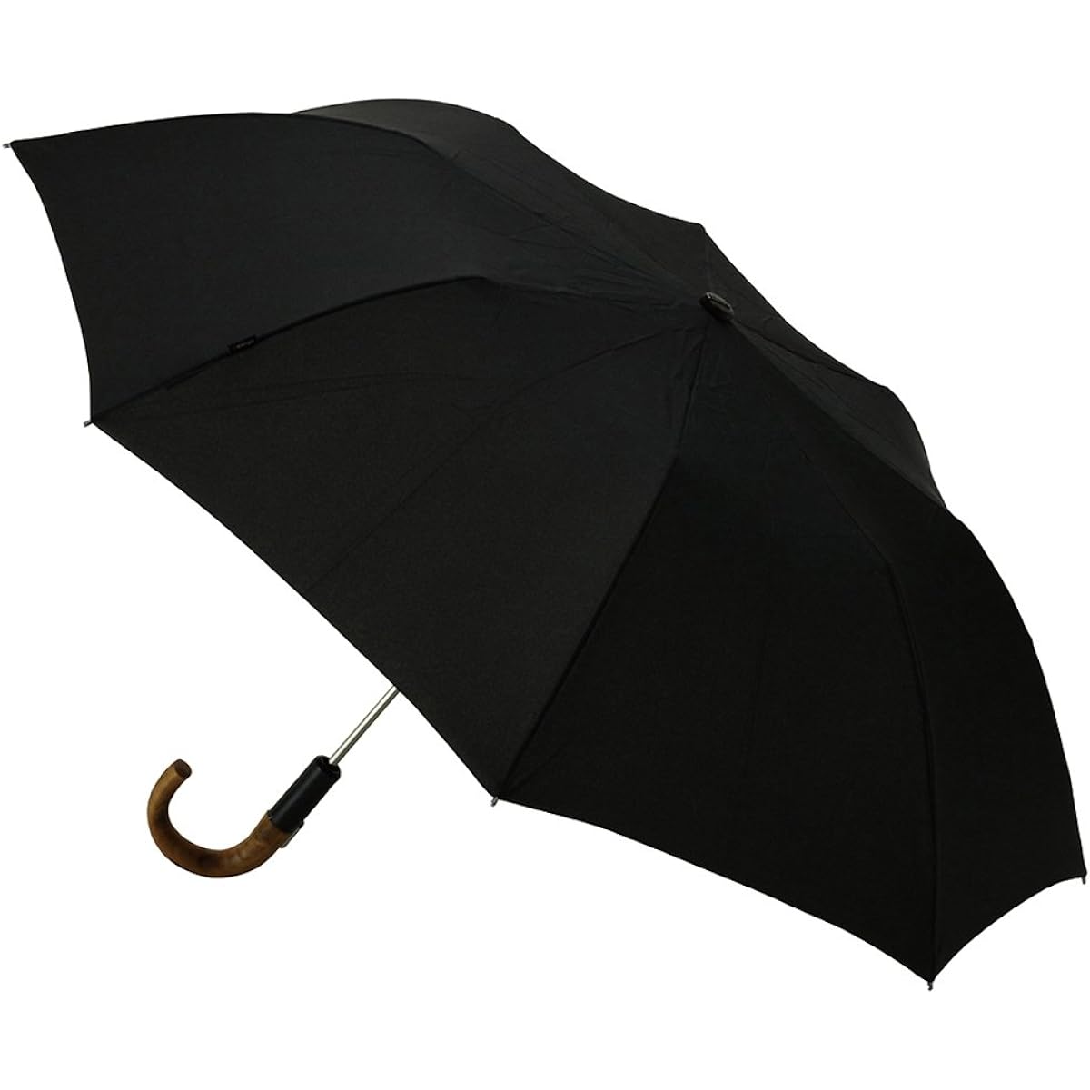 Knirps Folding Umbrella Automatic Open/Close One-Touch Compact Lightweight Folding Umbrella for Men Women Unisex [Regular Imported Product] Brand Wood Handle Topmatic SL Black KNS828-710