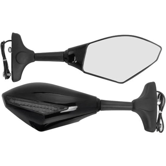 Black Integrated Amber LED Turn Signal Blinker Rear Side Mirror Smoked Lens Arrow Accent Light for Honda CBR 600 929 954 1000 XX RR F1 F4 F4i