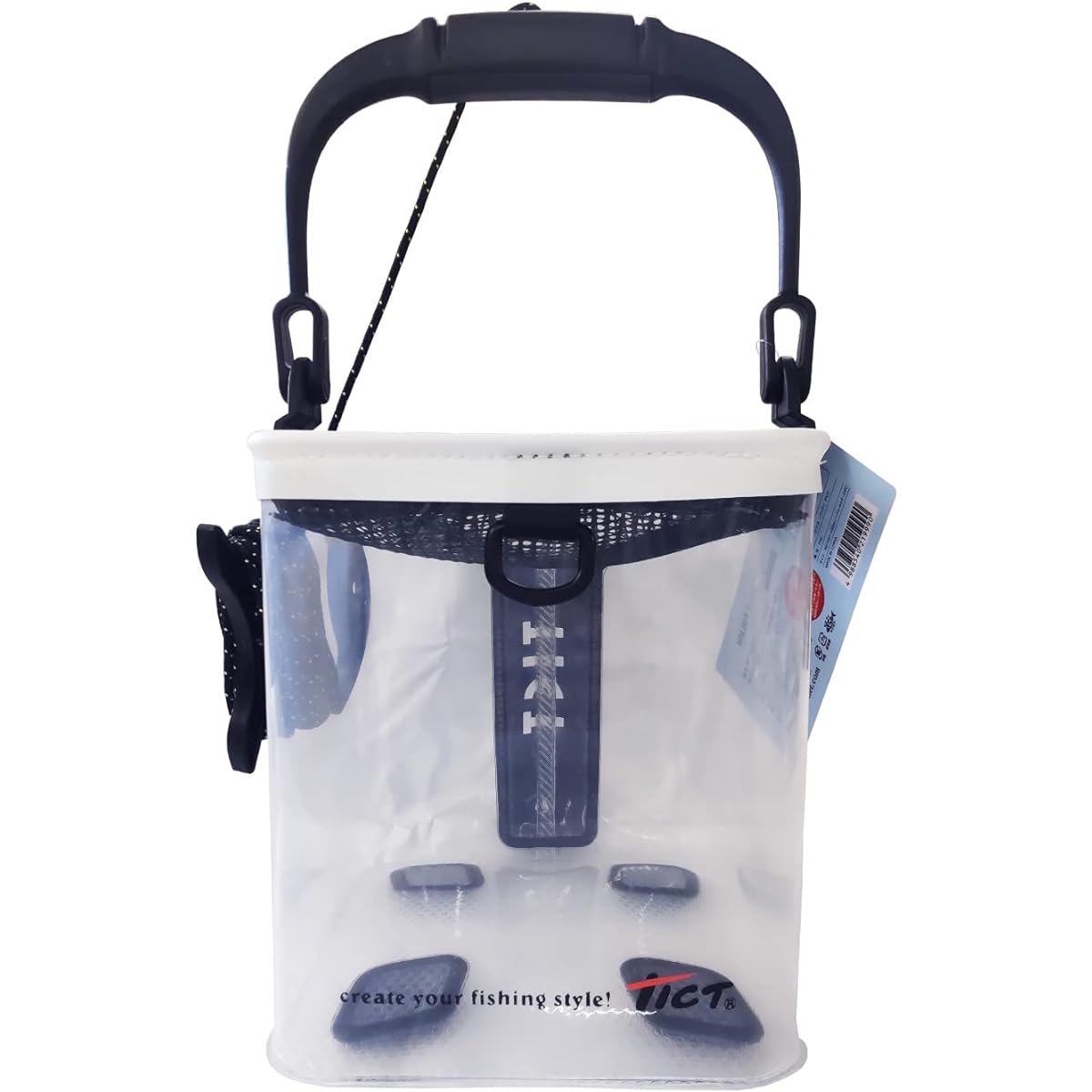 TICT Bucket with Holder II Clear Size: W21xD21xH22cm (excluding handle) Color: Clear