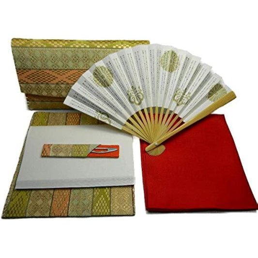 6-piece tea ceremony practice beginner's set, tri-fold type, folded (red), tri-fold (mado), Urasenke, tri-fold, old fukusa, and confectionary cut are made by Nakagawa Masashichi Shoten.Tea ceremony practice beginner's set for women, tea utensils.