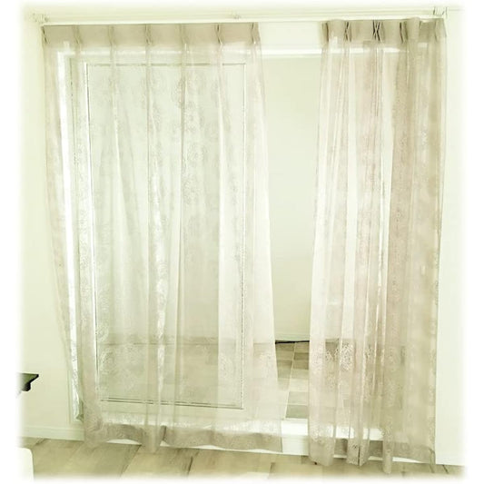 Kaei-lace Made in Japan Scandinavian Crochet Pattern Lace Curtains, Set of 2, Width 150cm x Length 208cm, Gray