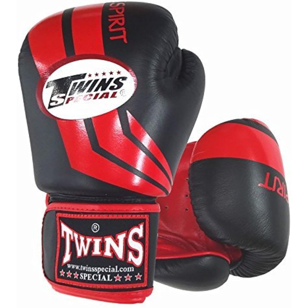 Twins Boxing Gloves Genuine Leather Striped Red/Black