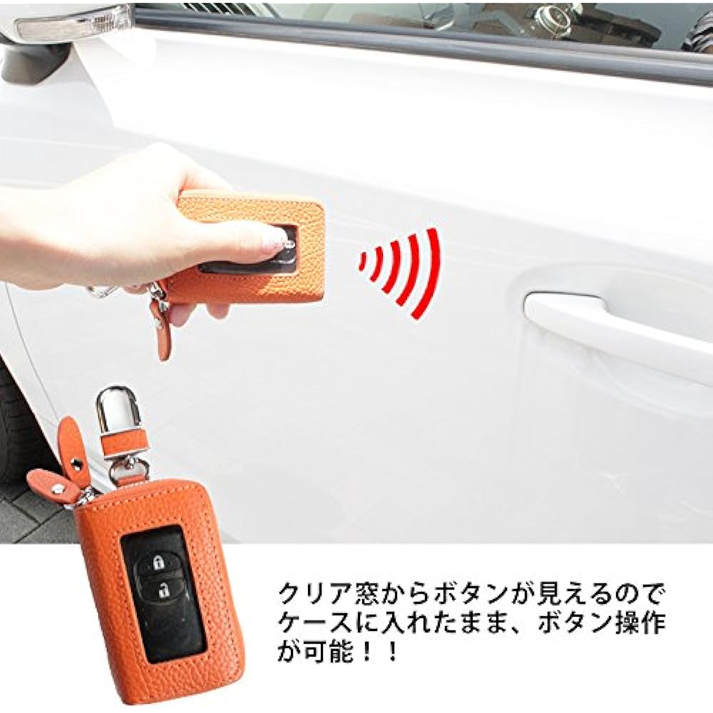 [AWESOME] Smart key case double zipper type with clear window black x red stitch ASK-CMW002R