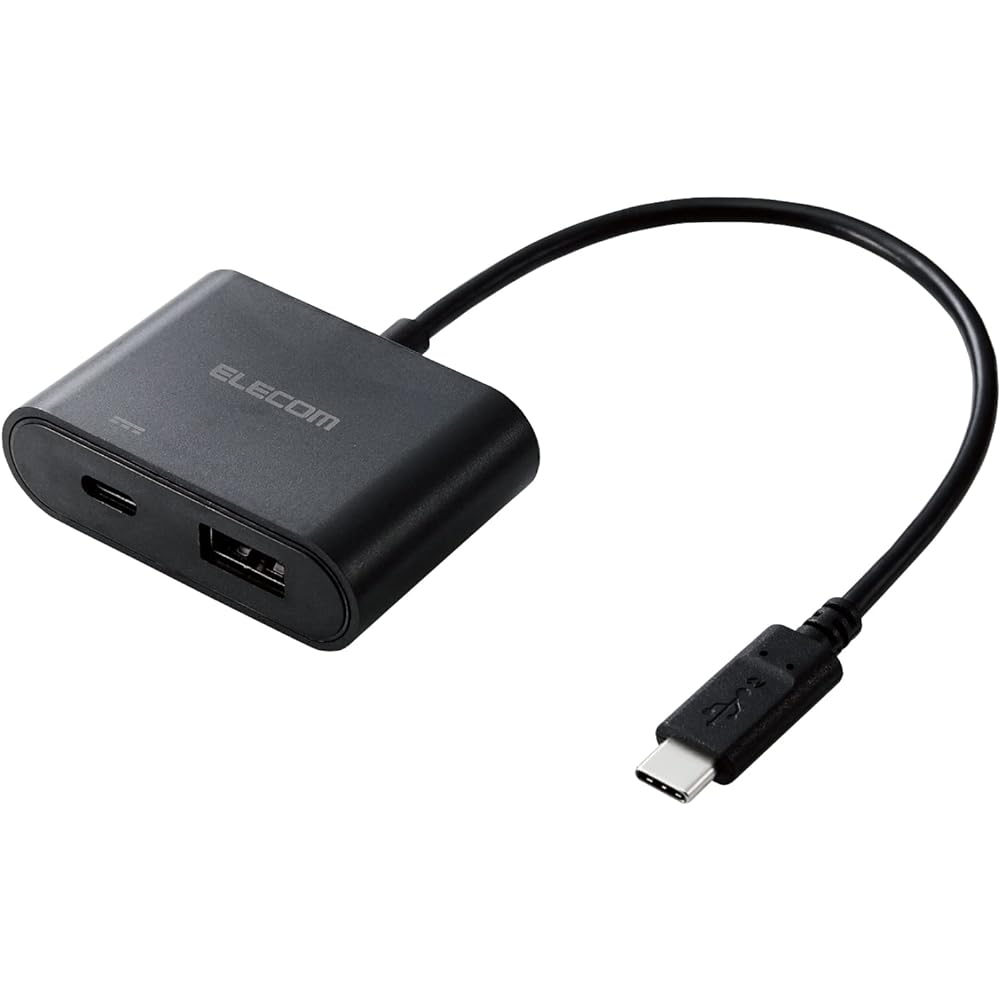 ELECOM Conversion Cable 0.15m USB Type-C to USB-A with Power Supply Function Compatible with USB Power Delivery 60W [Verified Compatibility with iPhone 15] Black MPA-CAPDBK