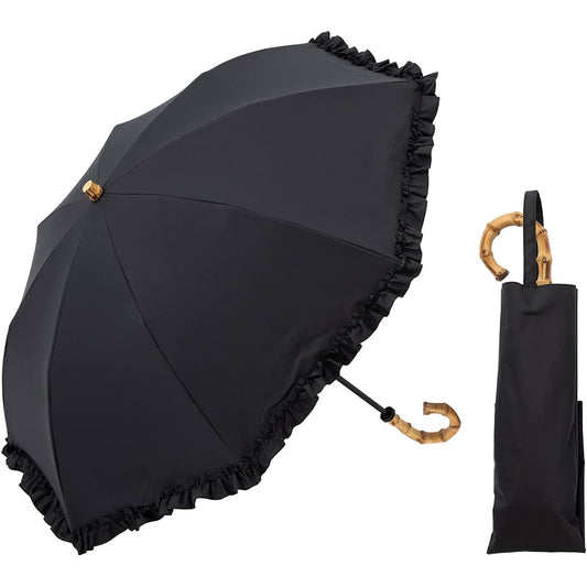 Parasol UV Protection 100 Light Blocking Heat Shielding Folding Umbrella Ruffles For Sunny or Rainy Days 50cm x 8 Ribs Laminated Fabric Cool Plus [LIEBEN-0516]