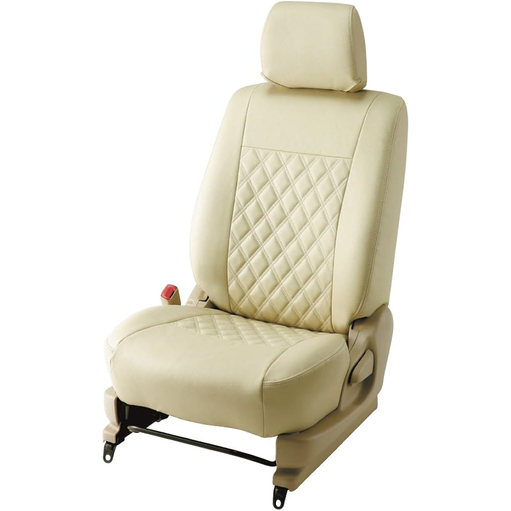 Bellezza Seat Cover Bellezza Wild Stitch [Model] JF1/2 [Year] H23/12- N-BOX/N-BOX Custom Light Beige x White BEWS023LV1