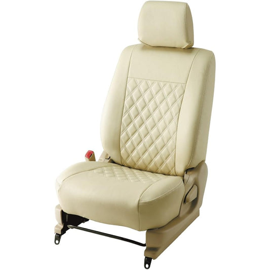 Bellezza Seat Cover Bellezza Wild Stitch [Model] JF1/2 [Year] H23/12- N-BOX/N-BOX Custom Light Beige x White BEWS023LV1