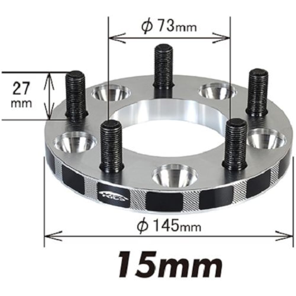 KYO-EI (Kyoei Sangyo) Kics WIDE TREAD SPACER P.C.D Change (Wide Tread Spacer PCD Changer) M12 x P1.25 Vehicle side 5H PCD100 → Wheel side 5H PCD114.3 Thickness 15mm 2 pieces 5415W3