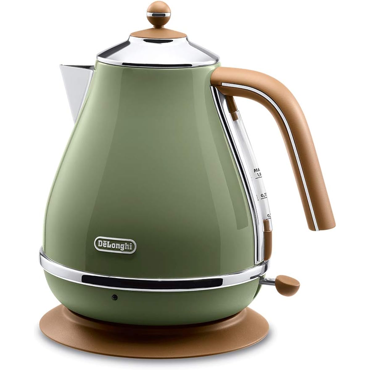 De'Longhi Electric Kettle Icona Vintage KBOV1200J-GR Stainless Steel 1.0L Easy-to-read water meter Foreign object prevention filter Empty boiling prevention function Easy care [Olive Green] 3-year warranty with De'Longhi Family registration