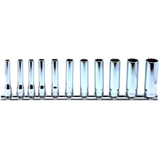Koken 1/4 (6.35mm) SQ. 12-sided deep socket rail set 11 pieces RS2305M/11