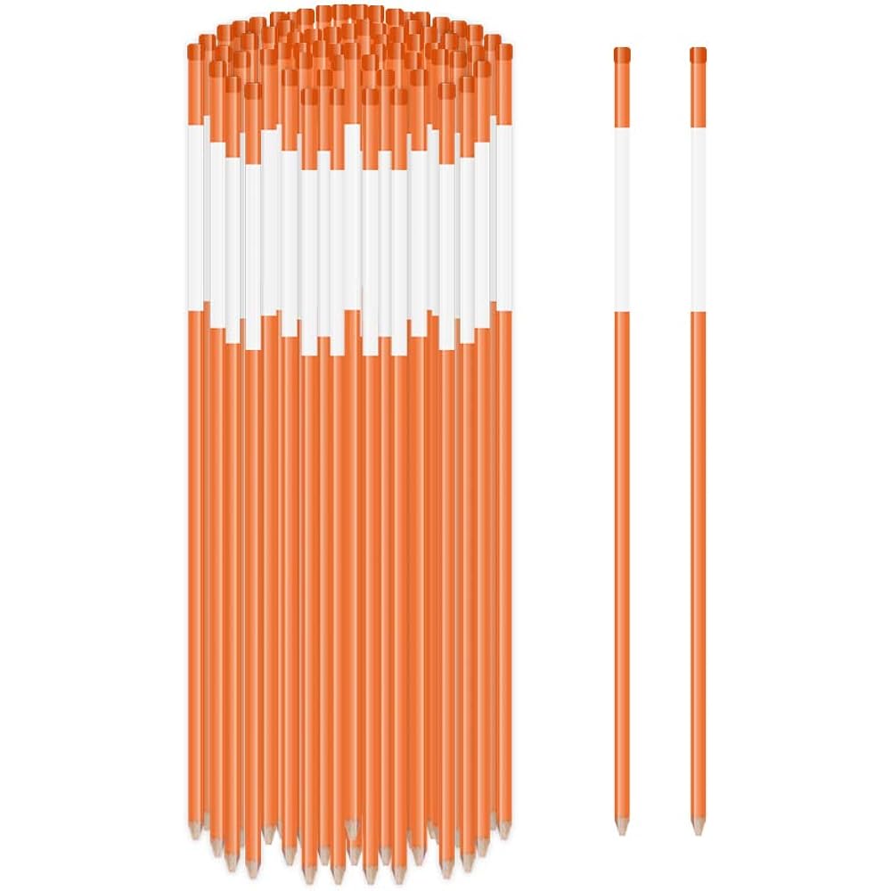 FiberMarker Reflective Driveway Markers 48" Orange 100 Pack 5/16" Diameter Hollow Driveway Pole Easy to See at Night