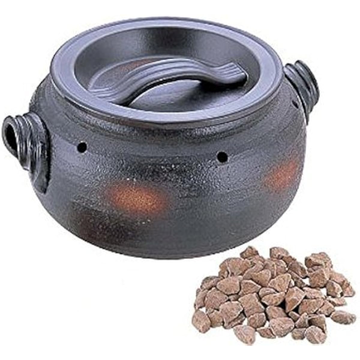 Misuzu Pottery Stone Baked Potato Pot "Imotaro" Pot with Natural Stone 500g Brown Sweet Potato