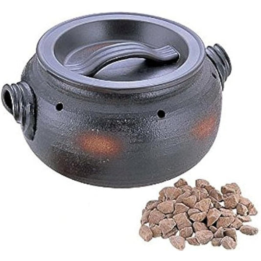 Misuzu Pottery Stone Baked Potato Pot "Imotaro" Pot with Natural Stone 500g Brown Sweet Potato