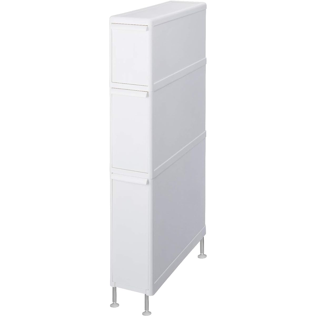 Like-it Laundry Storage Gap Drawer Super Slim 3 Tiers Approximately Width 14 x Depth 46.5 x Height 82 cm All White Made in Japan FTS-111LA (With Adjuster) Washing Machine Side Space Gap Storage
